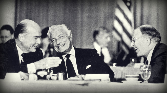 L'Avvocato con F.James McDonald, presidente della General Motors, e Henry Ford II.