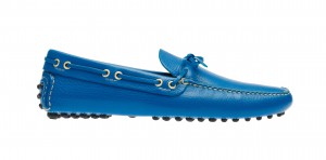 Car Shoe: mocassino driving in vitello daino, colore azzurro