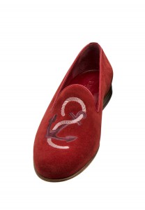 A. Testoni: pantofola in vitello scamosciato.