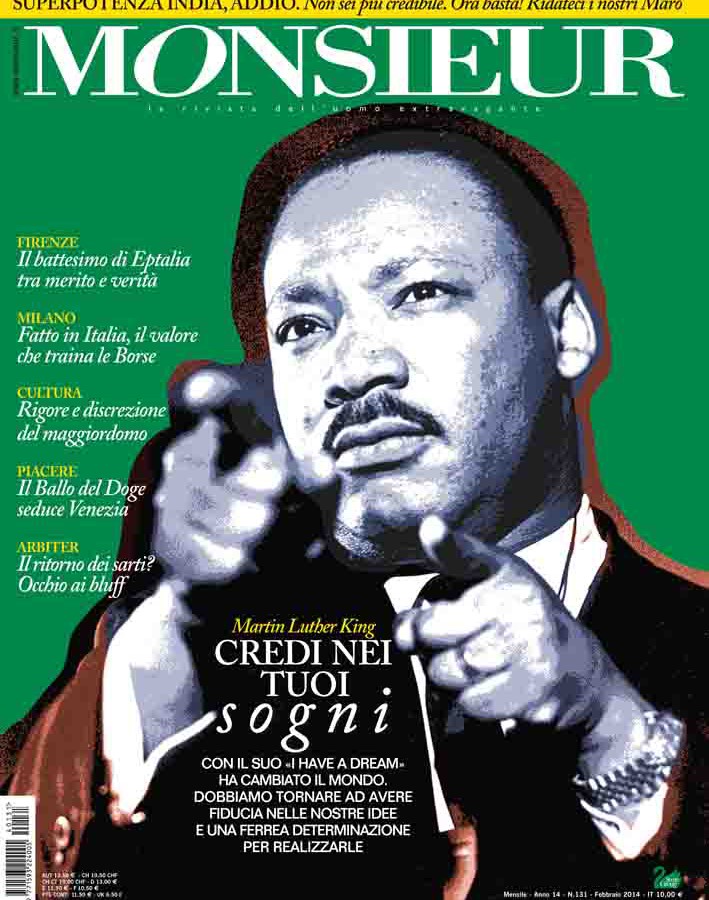 "Monsieur", la rivista dell'uomo extravagante - copertina n.131 Febbraio 2014