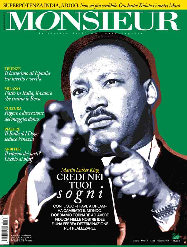 "Monsieur", la rivista dell'uomo extravagante - copertina n.131 Febbraio 2014