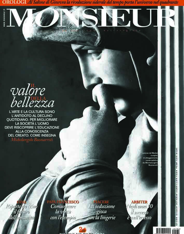 "Monsieur", la rivista dell'uomo extravagante - copertina n.132 Marzo 2014