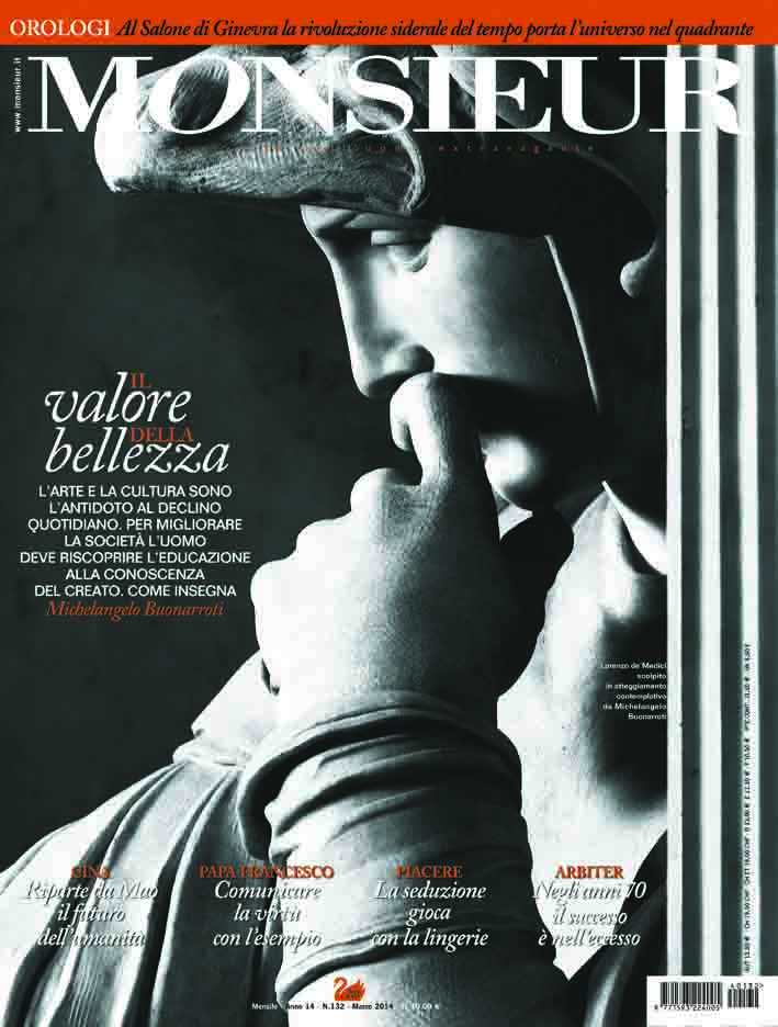 "Monsieur", la rivista dell'uomo extravagante - copertina n.132 Marzo 2014