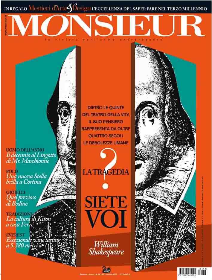 "Monsieur", la rivista dell'uomo extravagante - copertina n.133 Aprile 2014