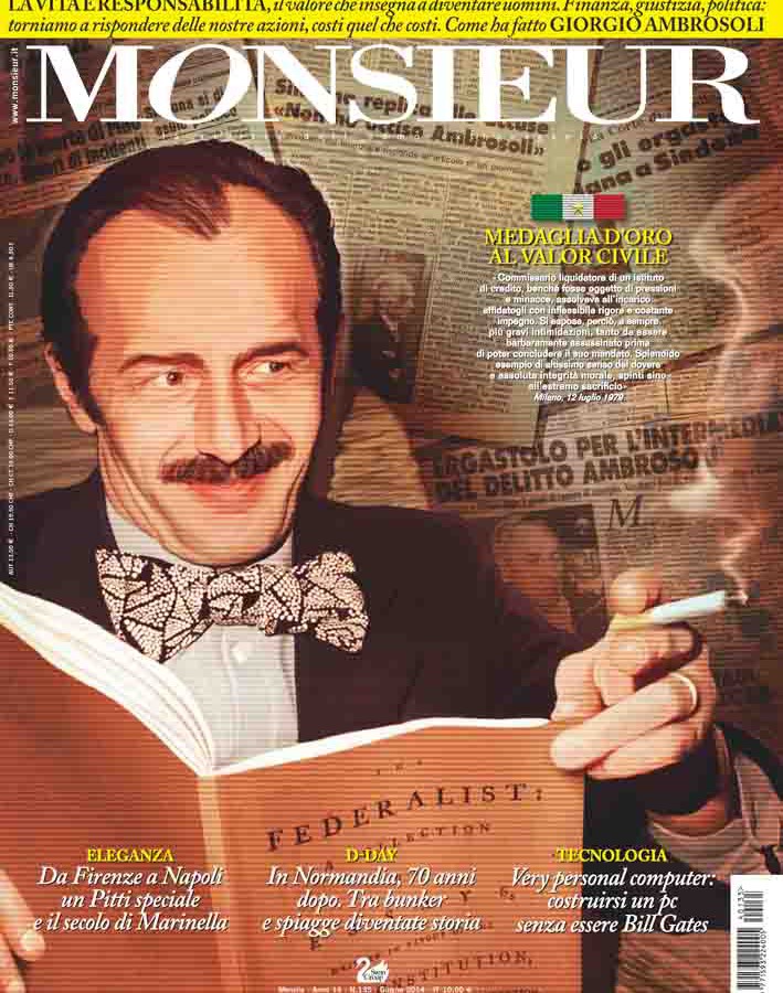 "Monsieur", la rivista dell'uomo extravagante-- copertina n.135 Giugno 2014