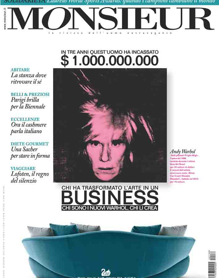"Monsieur", la rivista dell'uomo extravagante - copertina n.138 Settembre 2014