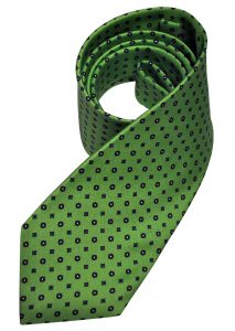 Cravatta E. Marinella. Realizzata a mano in twill di seta, fantasia a microdisegni colore verde.