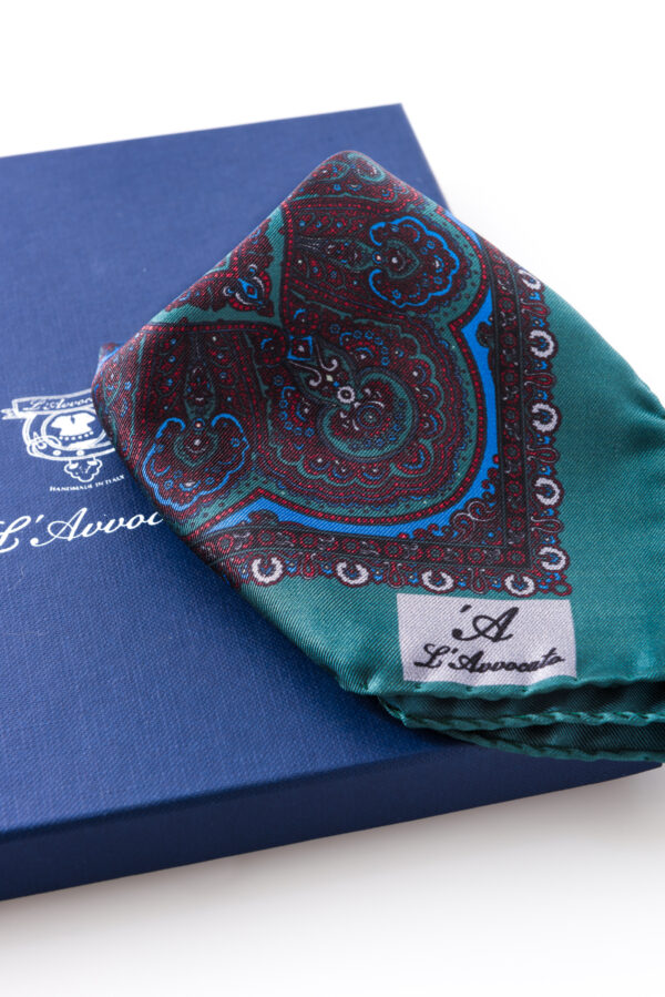 Pocket square MIRAFIORI green – L\’Avvocato logo detail