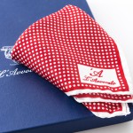 Pocket square MIRAFIORI red – L\’Avvocato logo detail