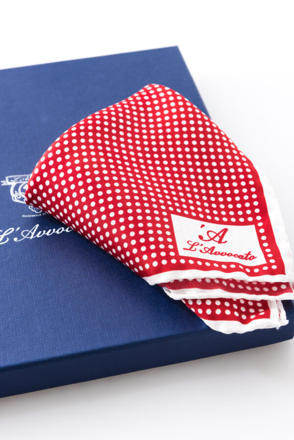 Pocket square MIRAFIORI red – L\’Avvocato logo detail