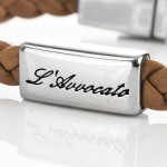 Bracciale in pelle Eddy cuoio- dettaglio piastrina L'Avvocato