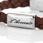 Bracciale in pelle Eddy marrone- dettaglio piastrina L'Avvocato
