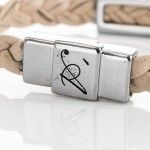 Bracciale in pelle Eddy naturale- dettaglio chiusura L'Avvocato