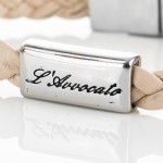 Bracciale in pelle Eddy naturale- dettaglio piastrina L'Avvocato