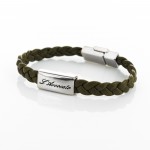 Bracciale in pelle Eddy verde militare