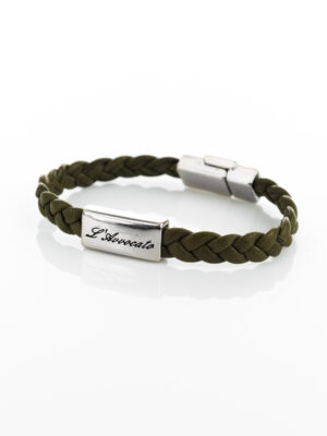 Bracciale in pelle Eddy verde militare