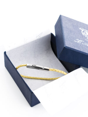 Bracciale in pelle Skin Giallo L'Avvocato nella sua confezione