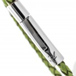 Bracciale in pelle Skin Verde -dettaglio chiusura e logo L'Avvocato