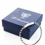 Bracciale in pelle intrecciata Skin Bianco e Nero L'Avvocato e confezione