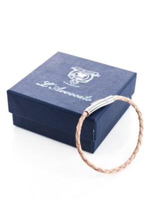 Bracciale in pelle intrecciata Skin Natural L'Avvocato e confezione