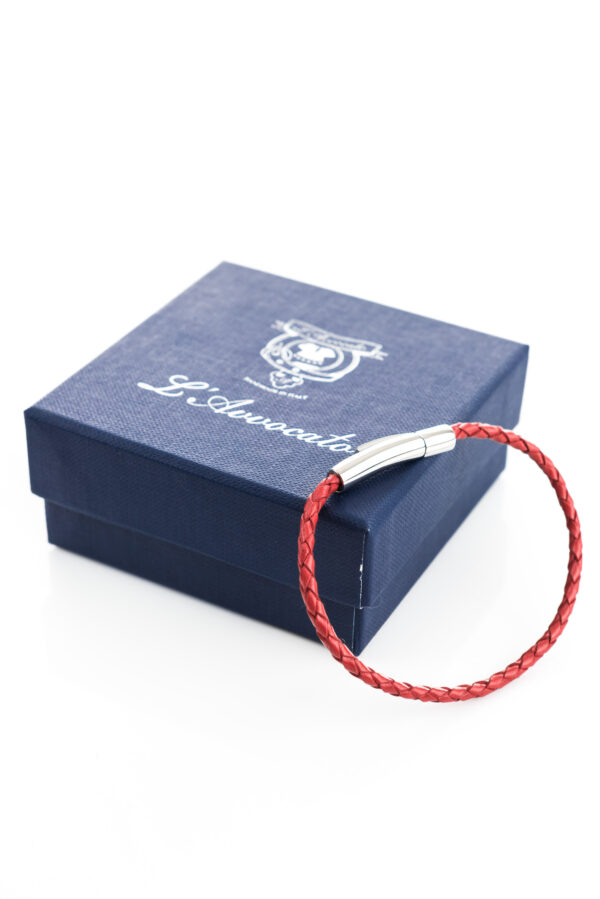Vowen red leather bracelet “Skin” L’Avvocato and  its packaging