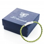 Bracciale in pelle intrecciata Skin Verde L'Avvocato e confezione