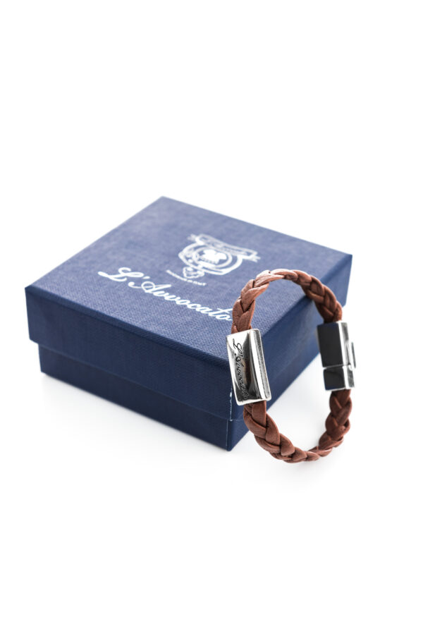 Eddy marrone -Bracciale in pelle L'Avvocato lavorato a treccia