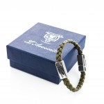 Eddy verde -Bracciale in pelle L'Avvocato lavorato a treccia