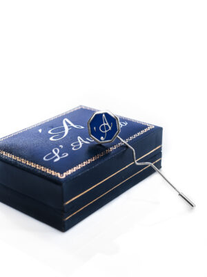 Spillone in argento e smalto blu "Oceano" e confezione